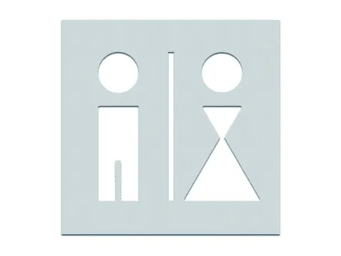 deurbord,wc dames/heren gescheiden,RVS,zelfklevend,HxB 160x160mm