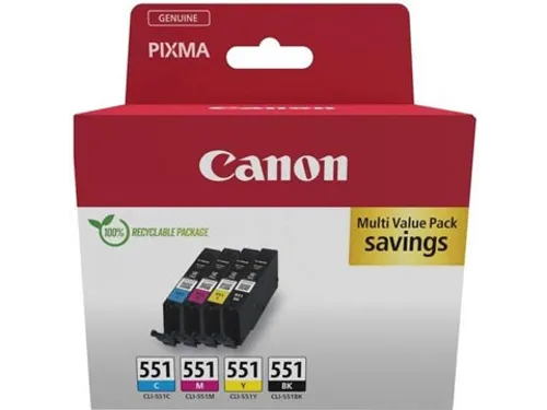 CLI-551 4-kleureninktcartridge 6509B016 Zwart Cyaan Geel Magenta