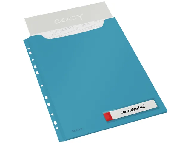 Insteekmap U-model Leitz Cosy harmonica A4 met perforatiestrip PP blau