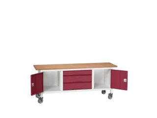 werkbank,HxBxD 830x2000x600mm,multiplexblad,uitrusting: 3laden,2kasten - 1