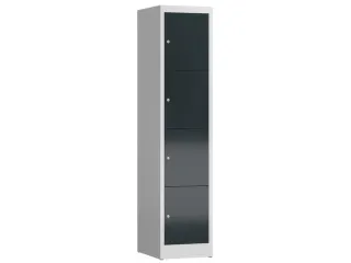Lockerkast 1800x415x500mm 1x4 vakken cilinderslot, sokkel, RAL7016 - 1