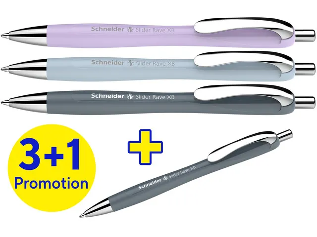 Stylo à bille Schneider Rave XB Trend, boîte assortie de 3 + 1 gratu
