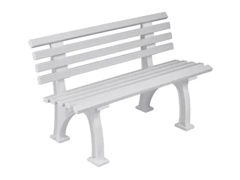 Kunststofbank 740x1200x380mm Zit H 440mm 9 Latten 2 Pootstellen Wit