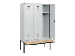 locker met bank,HxBxD 1950x1200x815mm,3vak,vak B 400mm,cilinderslot