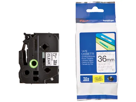 Labeltape Brother P-touch TZe-161 standaard 36mm zwart op transparant