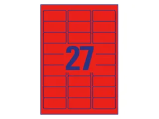 Gekleurde etiketten Avery Zweckform 63.5x29.6mm Neon Rood 675 Stuks - 3