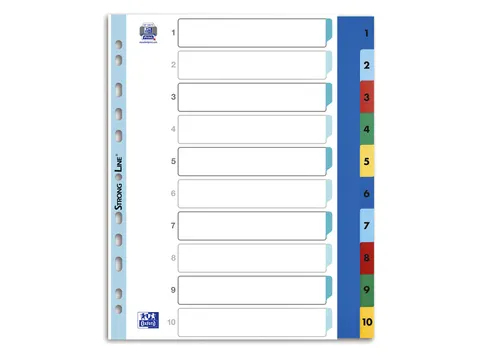 Tabbladen Oxford A4+ 11-gaats 1-10 PP kleur