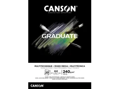 Mixed mediapapier Canson Graduate Mixed Media 20vel 240gr A4 zwart