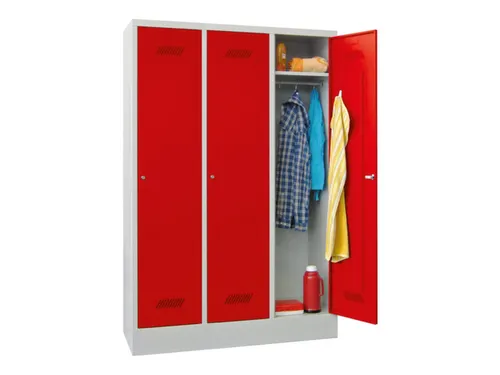 lockerkast,HxBxD 1850x1200x500mm,3vak,RAL7035,front RAL3000