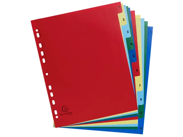 Bedrukte tabbladen numeriek assorti PP A4+ 10-delig 1-10 11-gaats