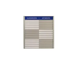 Menoor In-Uit bord 15 namen Aluminium Aanwezig/Afwezig Blauw