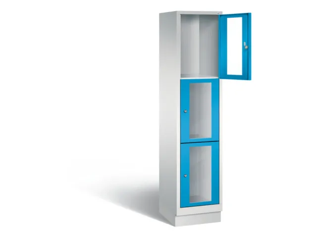 Lockerkast 1800x420x500mm 1x3 vakken Cilinderslot, Sokkel, RAL5012