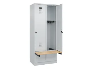locker met bank,HxBxD 1950x800x815mm,2vak,vak B 400mm,draaigrendel - 1