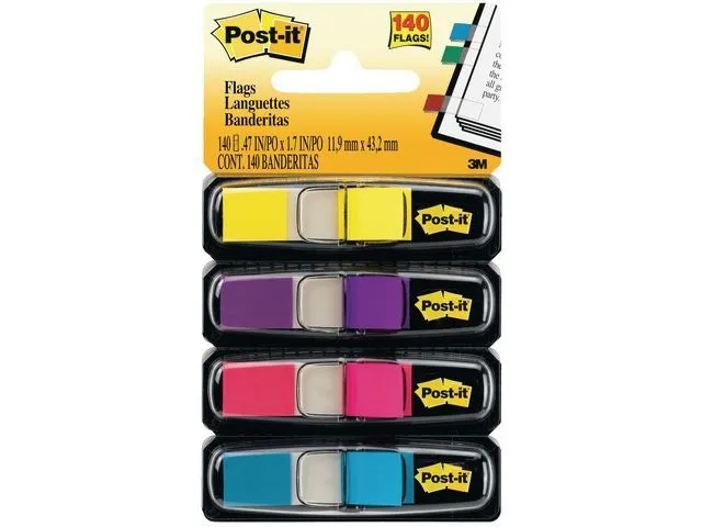 Indextabs 3M Post-it 683 11.9x43.2mm 4 kleuren 140 stuks
