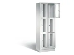 Lockerkast 1800x610x500mm 2x3 vakken Cilinderslot, Sokkel, RAL7035