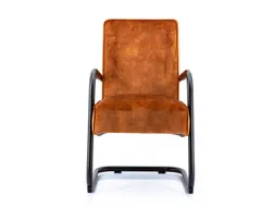 Luxe Vergaderstoel Dunton Cognac Velours Zwart Sledeframe