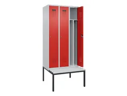 locker met bank,voor scheiding van kleding,HxBxD 2120x900x815mm,3vak