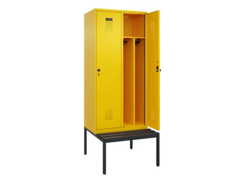 locker met bank,voor scheiding van kleding,HxBxD 2120x800x815mm,2vak
