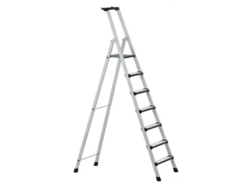 trapladder,eenzijdig,7treden,m. bekleding,stand H 1,75m,balk L 2,6m
