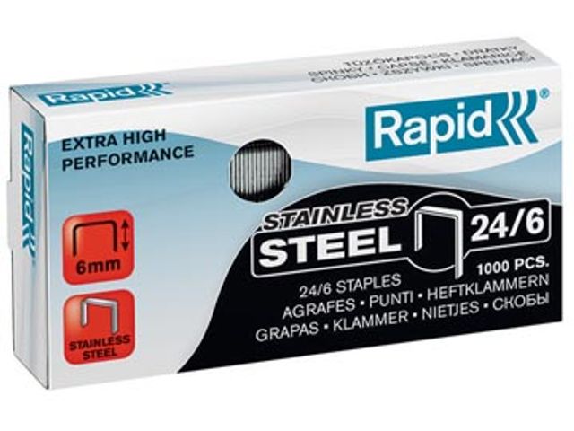 Rapid Nietjes 24/6 Roestvrij Staal - 1.000 Nietjes | DiscountOffice.nl