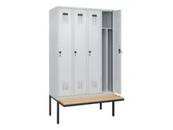 locker met bank,voor scheiding van kleding,HxBxD 2120x1200x815mm,4vak