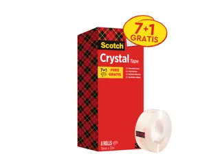 Plakband Scotch Crystal 600 19mmx33m transparant 7+1 gratis - 1