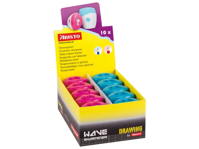 Puntenslijper WAVE Aristo Display 10 stuks blauw en roze