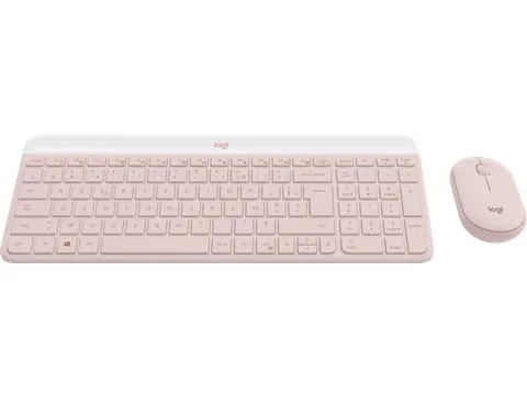 Logitech MK470 Slim Combo, Mini, Draadloos, RF Draadloos, AZERTY, Roze