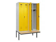 locker met bank,voor scheiding van kleding,HxBxD 2120x1200x815mm,4vak