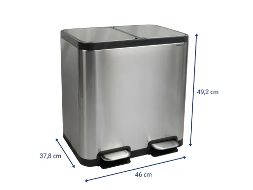 9502294 Afvalbak met voetpedaal MAULcycle 40L edelstaal 37.6x47x49cm z