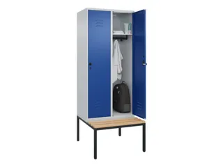 locker met bank,HxBxD 2120x800x815mm,2vak,vak B 400mm,draaigrendel - 3
