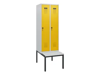 locker met bank,HxBxD 1950x600x815mm,2vak,vak B 300mm,draaigrendel - 2