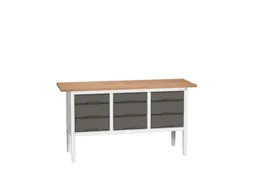 werkbank,HxBxD 830-930x1750x600mm,multiplexblad,uitrusting: 6lades