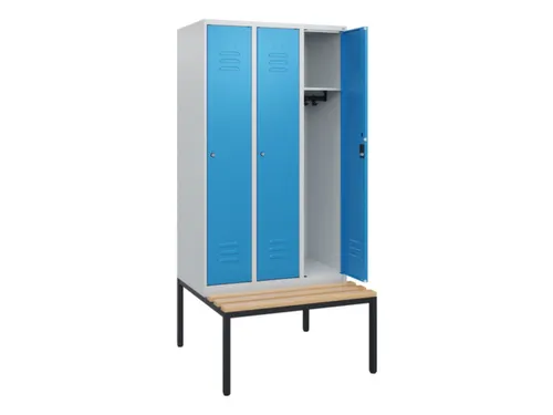locker met bank,HxBxD 1950x900x815mm,3vak,vak B 300mm,cil.-slot