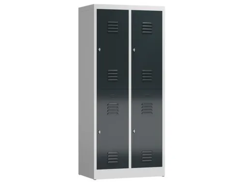 Dubbeldekse garderobekast 1800x800x500mm 2x2vak 400mm RAL7035 RAL7016
