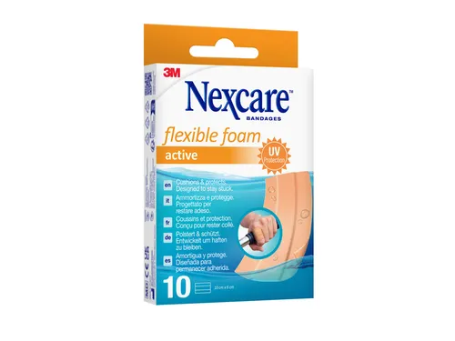 Wondpleister Nexcare active flexible foam waterbestendig 6x10cm 10 stu