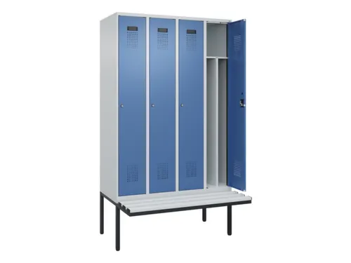 locker met bank,voor scheiding van kleding,HxBxD 2120x1200x815mm,4vak