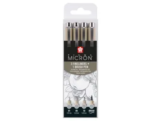 Fineliner Sakura Pigma Micron lichtgrijs set 4 maten - 2
