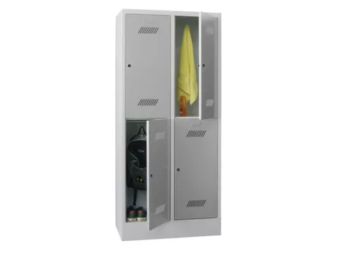 dubbeldekse locker,HxBxD 1850x800x500mm,2x2vak.,RAL7035,front RAL7016