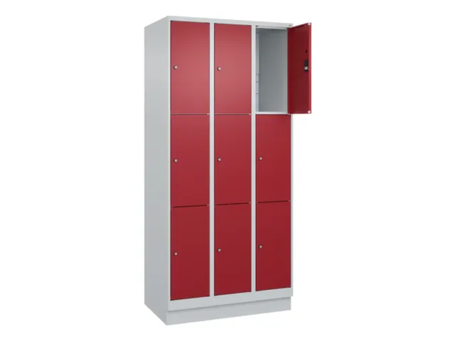 lockerkast,HxBxD 1950x900x500mm,3x3vakken,vak B 300mm,cil.-slot,sokkel