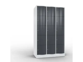 lockerkast cil.slot 1950x1150x640mm 3x5 vakken RAL7035 front RAL7021 - 2