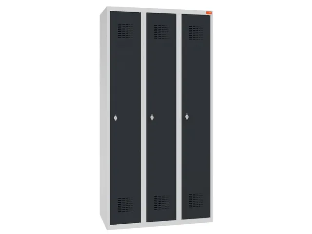 lockerkast,HxBxD 1800x900x500mm,3vak,draaigrendel,sokkel,romp RAL7035