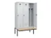 locker met bank,voor scheiding van kleding,HxBxD 2120x1200x815mm,3vak