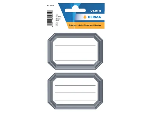 Boek Etiket Herma 5719 82x55mm Grijze rand gelinieerd 12 stuks