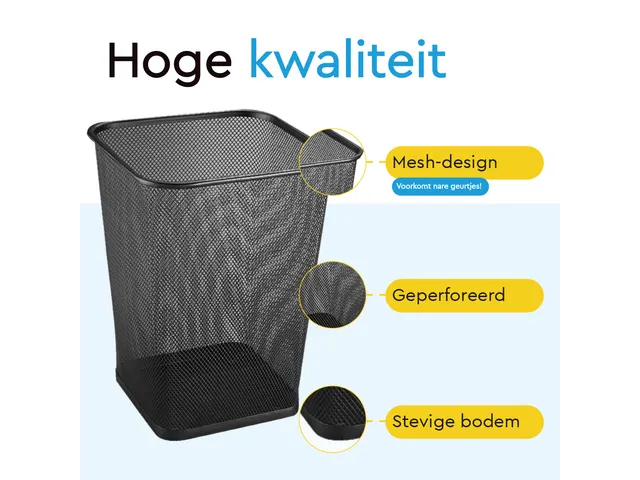 BRASQ Papierbak 12 liter Zwart Vierkant Set van 2 WBBSO2