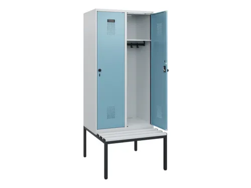 locker met bank,HxBxD 1950x800x815mm,2vak,vak B 400mm,draaigrendel