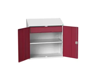 lessenaarkast 1130x1050x550mm legbord en lade RAL7035 + RAL3004 - 1