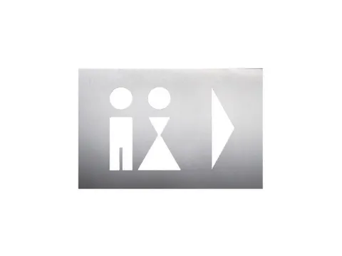wandbord,wc dames/heren,pijl rechts,RVS,zelfklevend,HxB 160x235mm