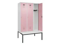 locker met bank,HxBxD 2120x1200x815mm,3vak,vak B 400mm,cilinderslot