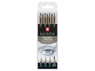 Fineliner Sakura Pigma Micron koelgrijs set 4 maten - 1